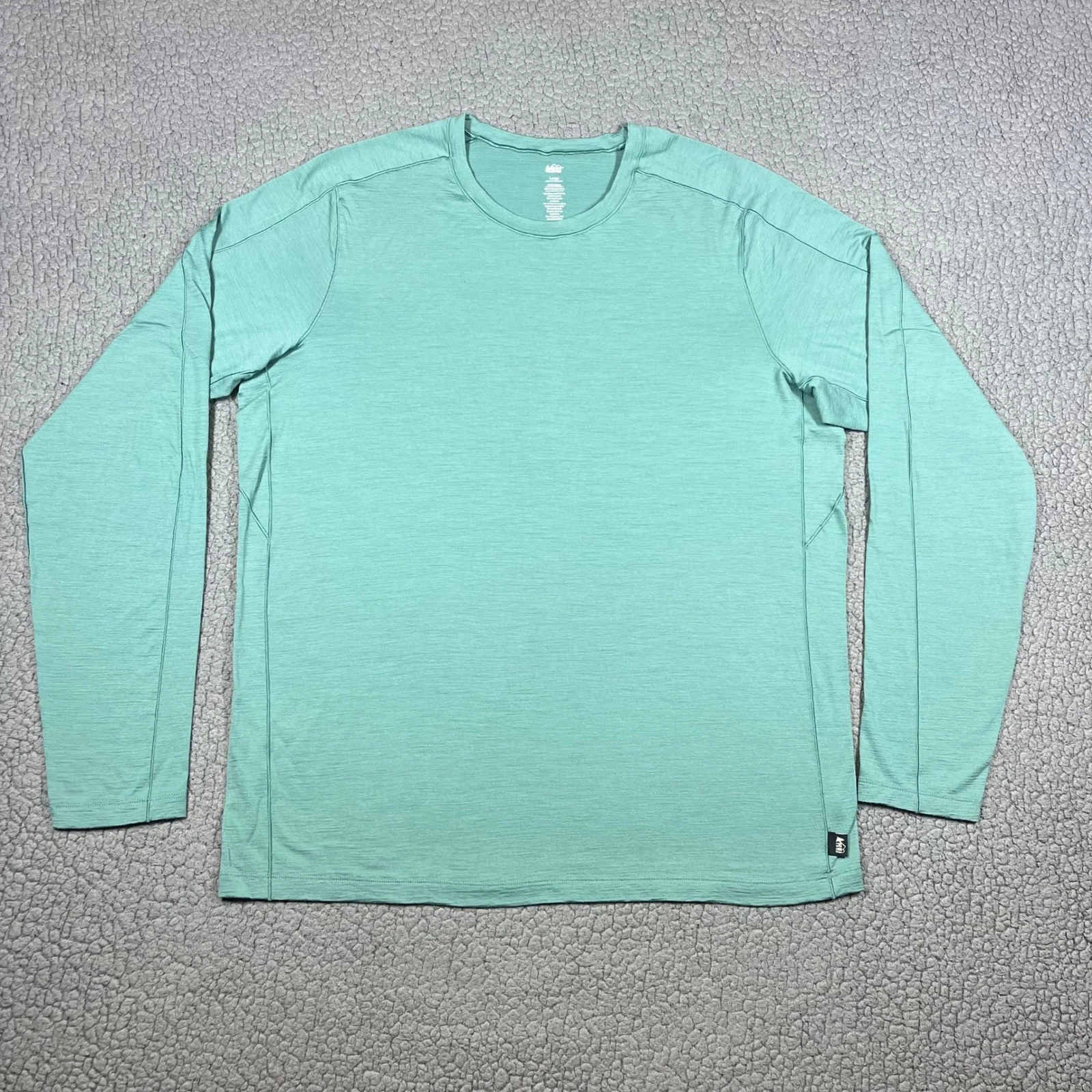 REI Co-op 100% Merino Wool Long Sleeve Base Layer Mens Large Top Seafoam Green