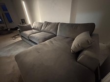 DFS Plush Chaise Sofa Grey Left Hand Chaise