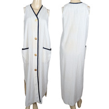 Vintage Dotti 90s Size S Dress Terry Cloth Cover Up Nautical Gold Buttons USA