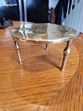 Antique Brass Trivet By ELPEC Made In England Heavily Worn Galleon Ship 3 legs
