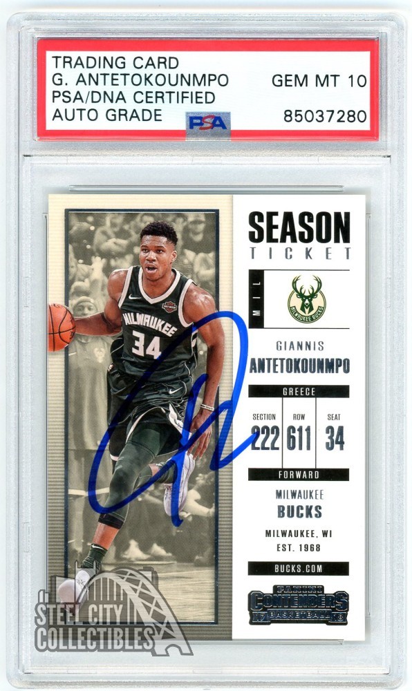 Giannis Antetokounmpo 2017-18 Panini Contenders Autograph Card #3 PSA/DNA 10
