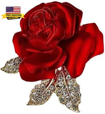 Red Rose Flower Brooches for Women Exquisite Elegant Flower Lapel Pins Brooches