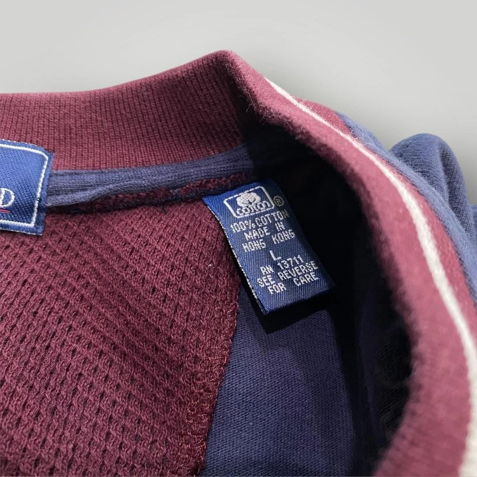 Camisa DE COLECCIÓN John Ashford Para Hombres Grande Rayas Cuello en V Deporte Años 90 Rugby Preppy Y2K Foto 4 de 4