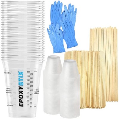 Disposable Measuring Cups Combo Pack for Mixing Epoxy Resin - Pack of 25 Clea...