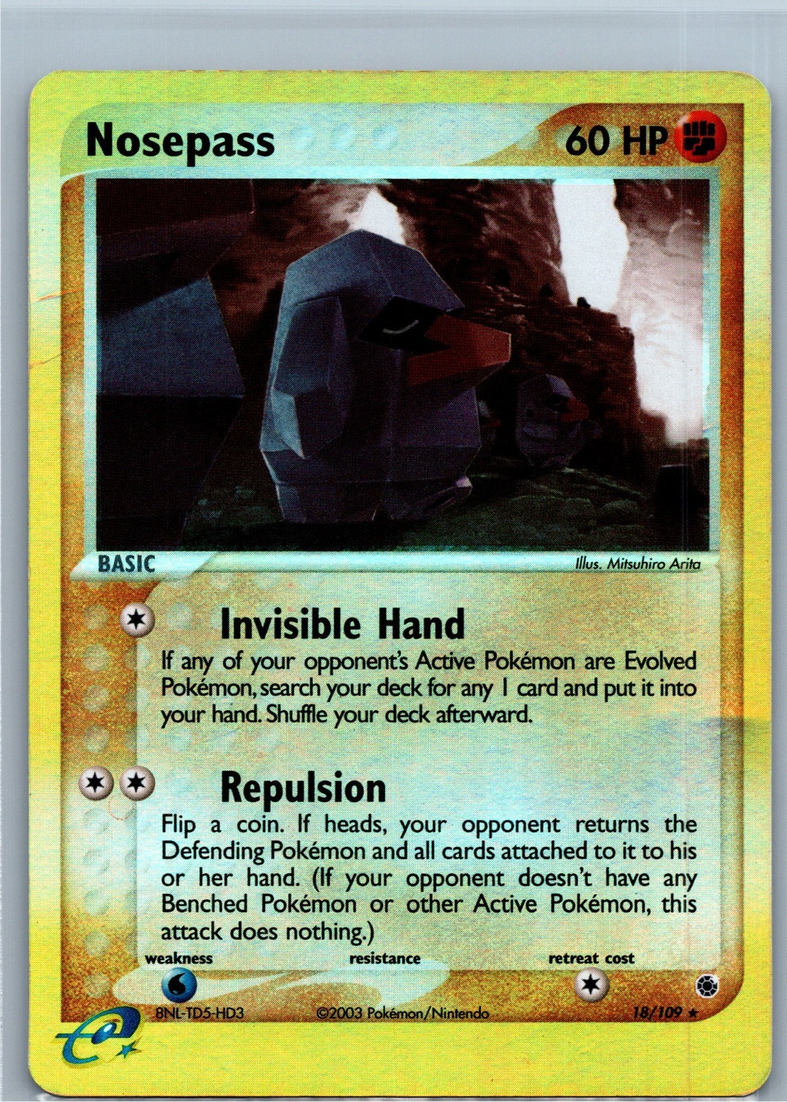 Pokemon Card - Nosepass 18/109 - Rare Reverse Holo Ex Ruby & Sapphire 2003