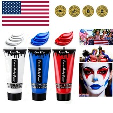 Red White and Royal Blue Face Body Paint2.37 oz for Halloween Makeup,Cream Wa...