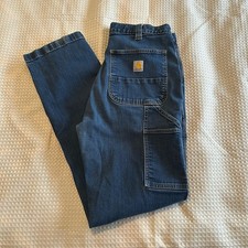 Carhartt Men 32x32.5 Rugged Flex Relaxed Fit Carpenter Work Jeans Denim BD2808-M