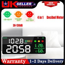 4-In-1 Decibel Meter Sound Level Reader, Humidity & Temperature Large Display