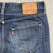 Levis 501 Jeans Mens 34x32 Blue Medium Wash Regular Straight Button Fly Denim