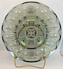 Federal Glass Iridescent Carnival Smoky Gray Egg Plate Tray 12 Whole Egg Vintage