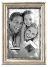 International Designs Classic Wood Picture Frame, 4 by 6-Inch, Silver Bead