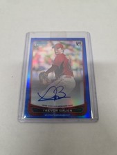 2012 Bowman Chrome TREVOR BAUER #RA-TB RC Rookie AUTO BLUE Refractor 94/99