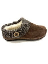 Clarks Women's Knit Collar Clogs Slippers Shoes Size 38 Brown Indoor Outdoor