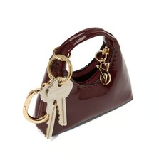 VICTORIA'S SECRET Icon Micro Bag Charm Keychain Sangria Burgundy Red Patent New