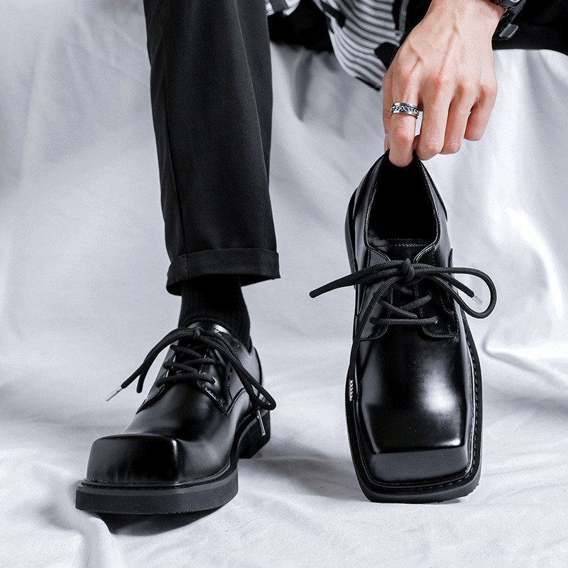 SAOLA Scarpe derby uomo punta quadrata eleganti formali stringate casual plateau business calde