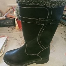Women's Black Furry Boots Excellent Conditio Size UK 5