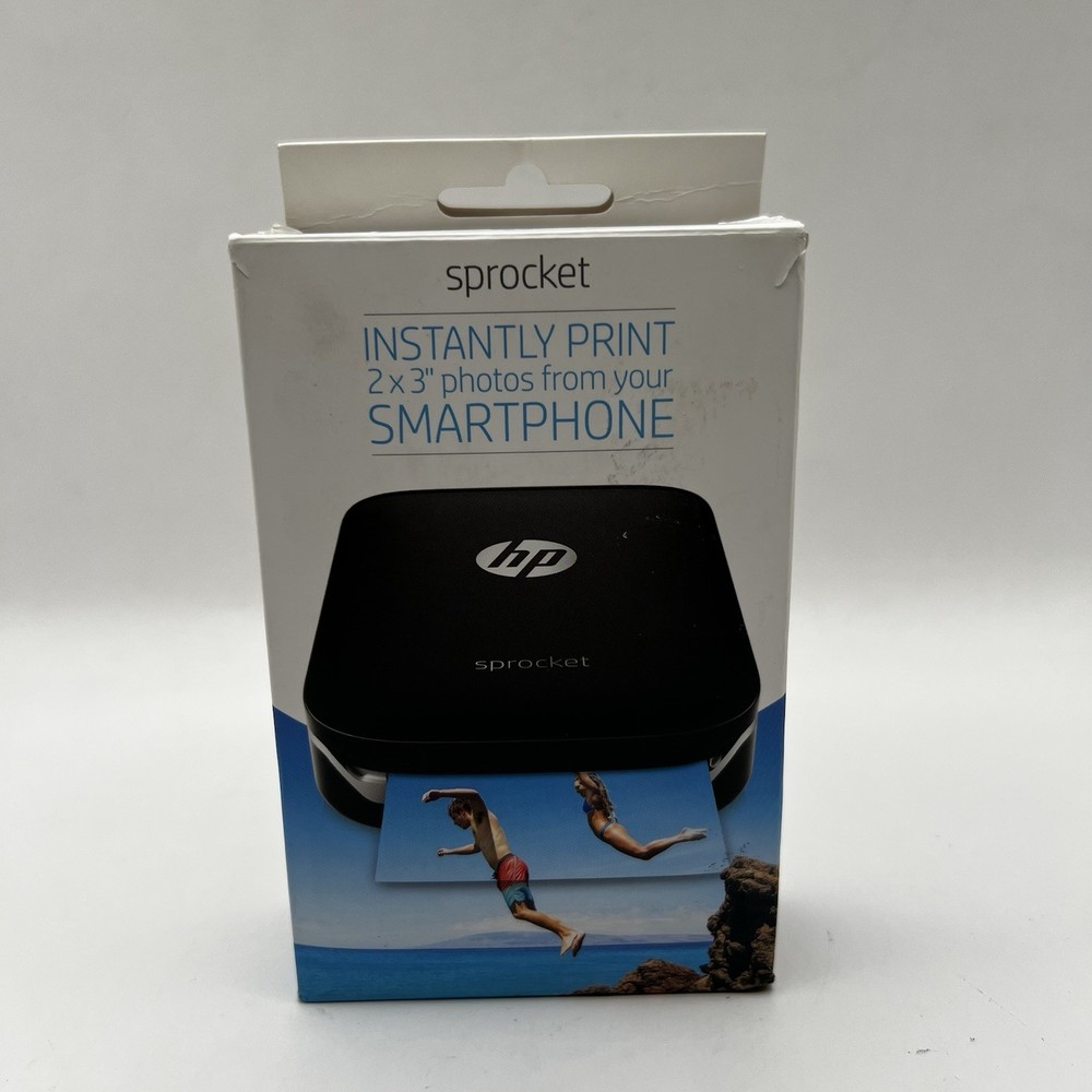 HP Sprocket Portable Photo Printer Black Bluetooth ZINK With Prints