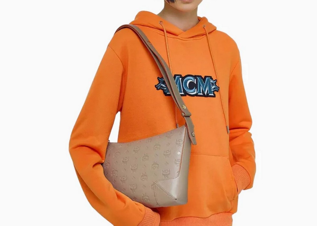 MCM $880 KLARA Monogram Leather Hobo Shoulder Crossbody Medium Bag 