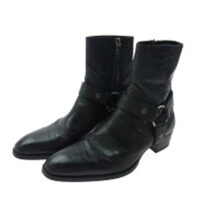 靴 SAINT LAURENT wyatt harnes boots size41 wyatt harness boots in smooth leather in Black | Saint Laurent