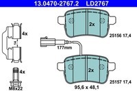Bremsbelagsatz Scheibenbremse Ate Ceramic 13.0470-2767.2 FüR Alfa Giulietta 940