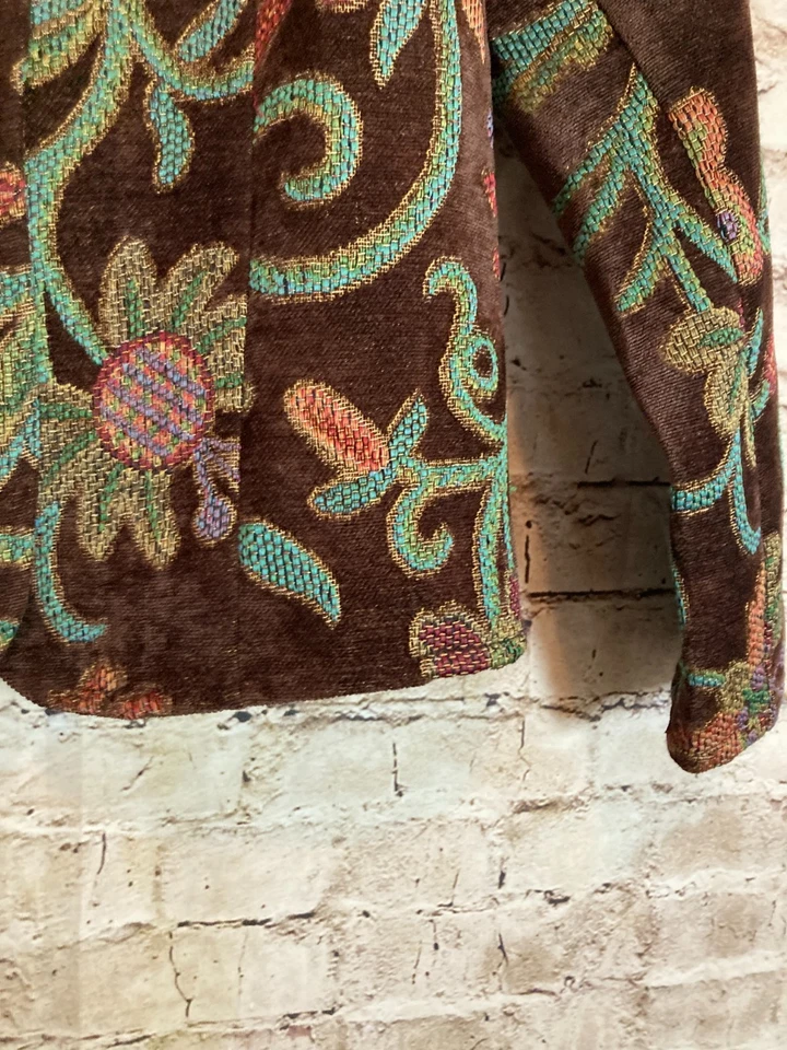 Chadwicks Tapestry Jacket Womens 10 Chocolate Fully Embroidered Floral Artsy - Image 3 of 4