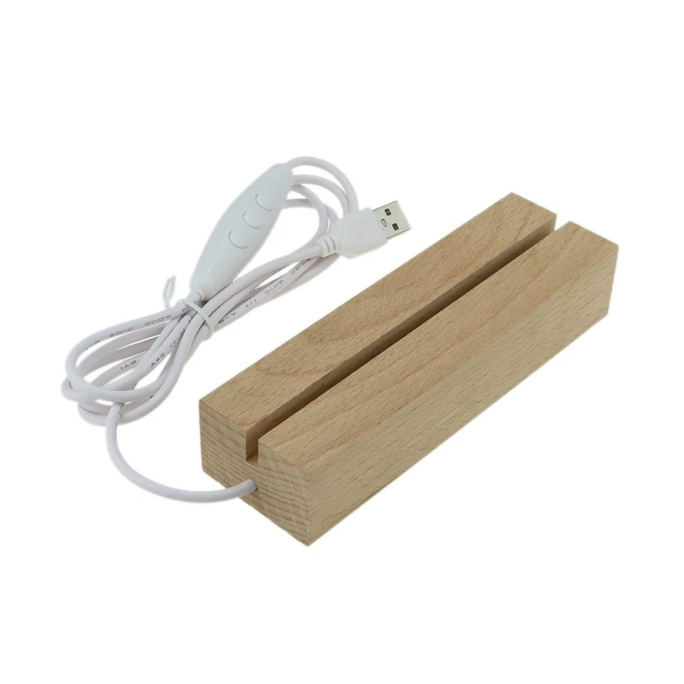 Venta al por mayor 70 piezas base de madera RGB LED 7 luces de colores controlador de 3 botones USB Foto 3 de 4