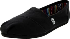 TOMS Women Classic Core Alpargata Slip-On, Black/Black, All Black Casual Flats