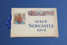 ROYAL NAVY HMS NEWCASTLE LAUNCH INVITATION CARD BEAUTIFULLY ILLUSTRATED 1909