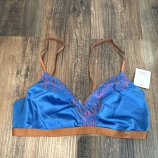 NEW Auden Blue Pink Flower Stitched Bra Intimates MEDIUM