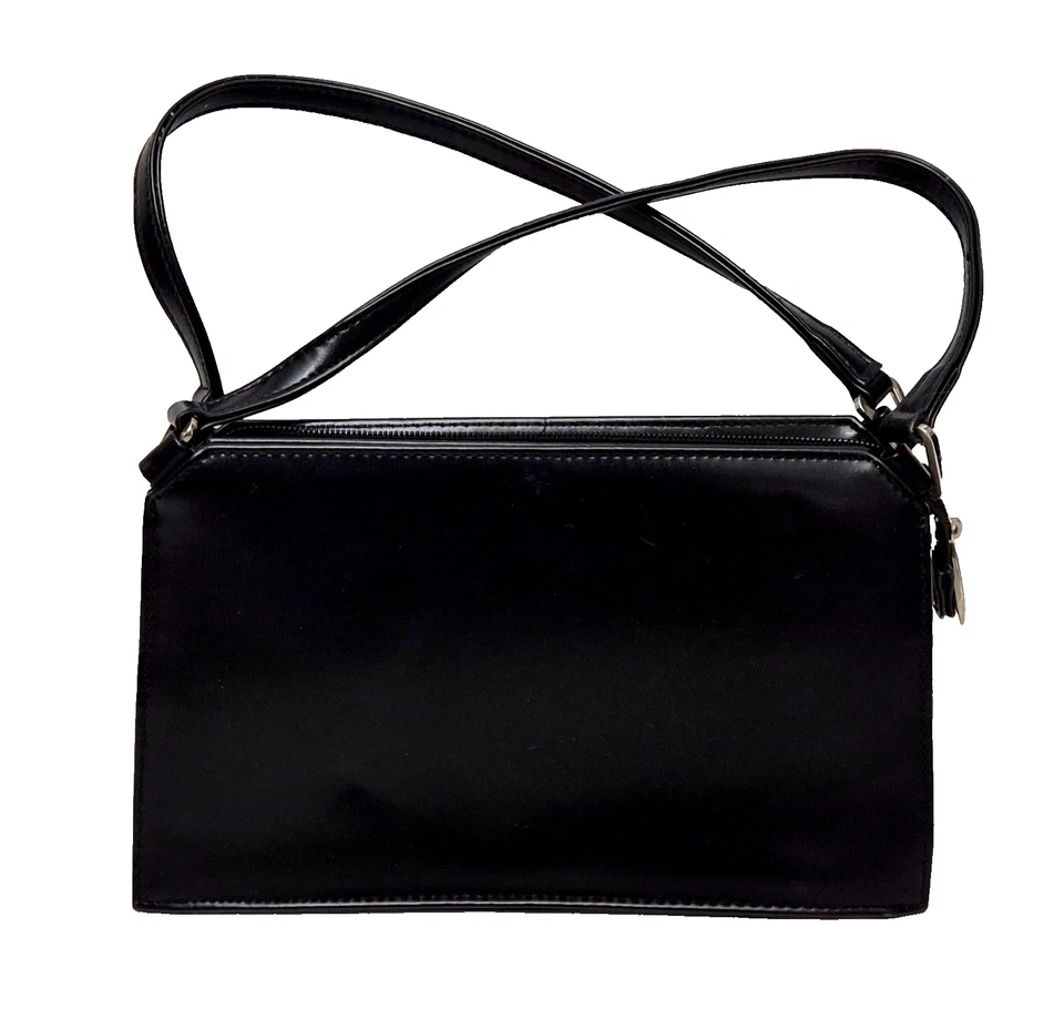 Club Jane Shilton Femmes Joli Noir Ru à Lanière Main Sac H 15CM X L 25cm - Photo 1/3