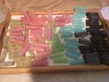 Vintage Brush Mesh Hair Rollers  Lot Black Curlers Barrel Rollers Perm Style