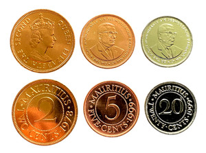 Mauritius 3 Coins Set 2, 5, 20 Cents UNC World Coins