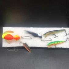5 Fishing Lures Vtg Worden’s Spin N Glo Steelhead Salmon Lake Trout Weber Rapala