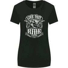 Live Fast Ride Motorbike Motorcycle Biker Womens Wider Cut T-Shirt