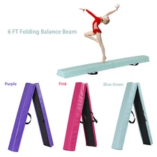 6FT Folding Balance Beam with Non-slip Base Gymnastic Training Equipment 3 Color