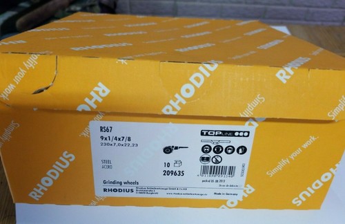 RHODIUS RS67 209635 T27 Grinding Wheels 10 pcs (Steel) 9 x 1/4 x 7/8 1R-1247 - Picture 3 of 3
