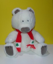 R. Dakin 1984 80s White Teddy Bear Plush Stuffed Animal 14" Vintage Christmas