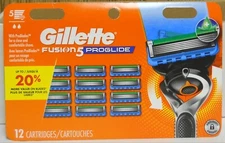 Gillette Fusion 5 Proglide Refill Cartridges 12 Count  (Factory Sealed)