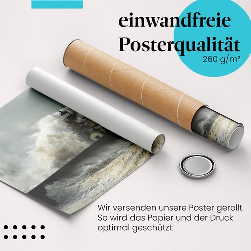 Postereck 0451 Poster Leinwand Leuchtturm, Sturm Unwetter Meer Natur Welle - Bild 3 von 7