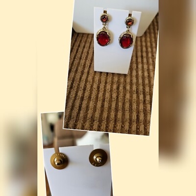 Monet Red  Teardrop Design Cocktail Earrings 