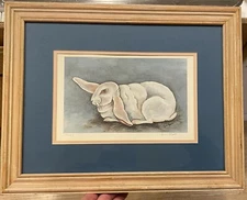 Grace Feyock Signed Serigraph Limited Ed. Rabbit Print Used # 334/1800. Framed