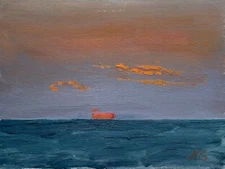 LANDSCAPE ORIGINAL PAINTING Impressionism Art Oil sunrise etude  6*8 inch