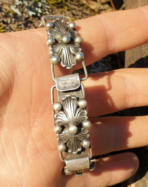 Vintage Sweden 26 g silver bracelet SEH S flowers