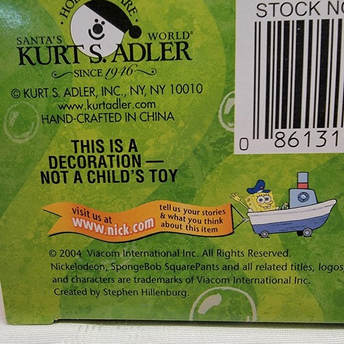 SpongeBob SquarePants Nickelodeon Christmas Holiday Ornament - New in Box 2004 - Picture 10 of 14