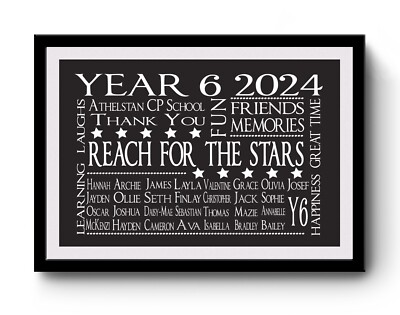 Year Leavers Print Teacher Y6 School Class Gift Present Canvas