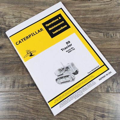 Operators Manual For Caterpillar D9 Crawler Tractor Owners Book S/N 66A1-Up