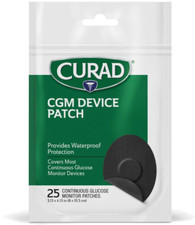 CURAD CGM Patches 25 Count  Black  Waterproof  Easy-Peel  3.13" x 4.13"