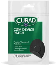 CURAD CGM Patches (25 Count) | Black | Waterproof & Easy-Peel | 3.13" x 4.13"