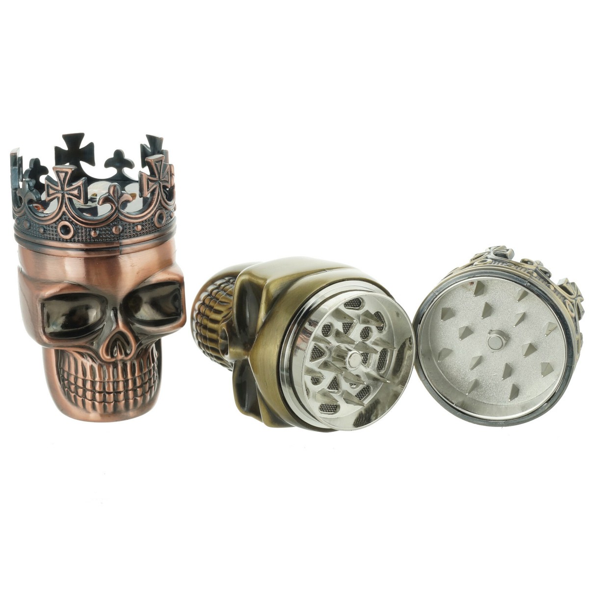 Skull Tobacco Herb Spice Grinder Bronze Punk King Skeleton Smoke Crusher  Tool