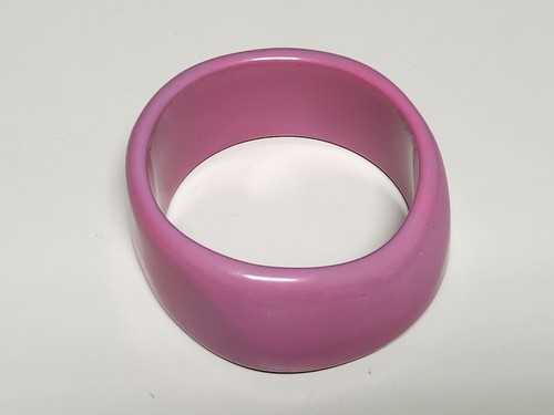 Pink Thick Asymmetrical Plastic Lucite Bangle Bracelet - Picture 2 of 6